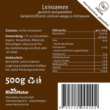 Leinsamen - Geröstet & Gemahlen - 500 g