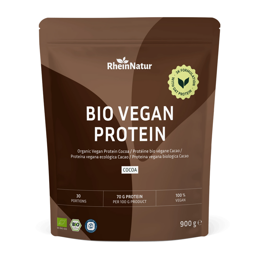 RheinNatur Bio Vegan Protein Kakao, 900 g Beutel Vorderseite