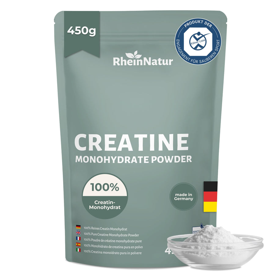 RheinNatur Creatine Monohydrate Powder - 450 g Reines Creatin-Monohydrat