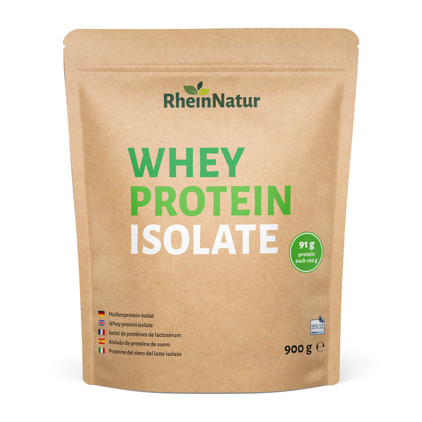 RheinNatur Whey Protein Isolate 900 g – 91 % Eiweißanteil, Molkenprotein-Isolat