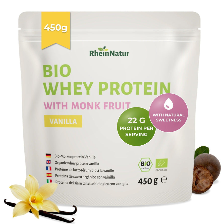 RheinNatur Bio Whey Protein Vanille – mit Monk Fruit